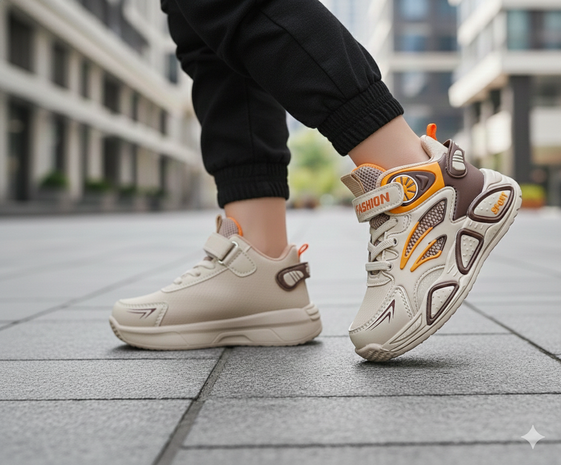 Premium Quality Trendy Look Sneakers for Kids - SB05 (Brown)