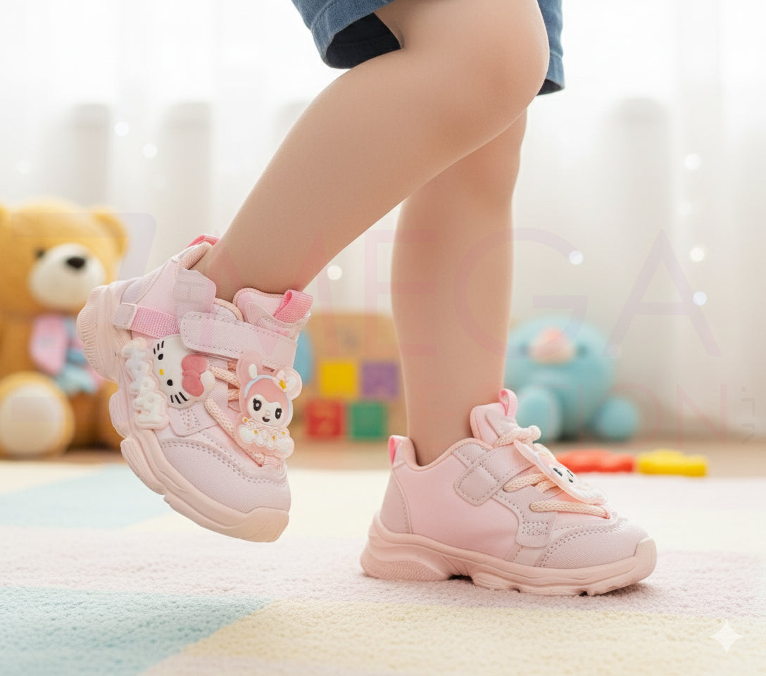 Kids Cute Design Soft Sole Sneakers with Detachable Toy - A695