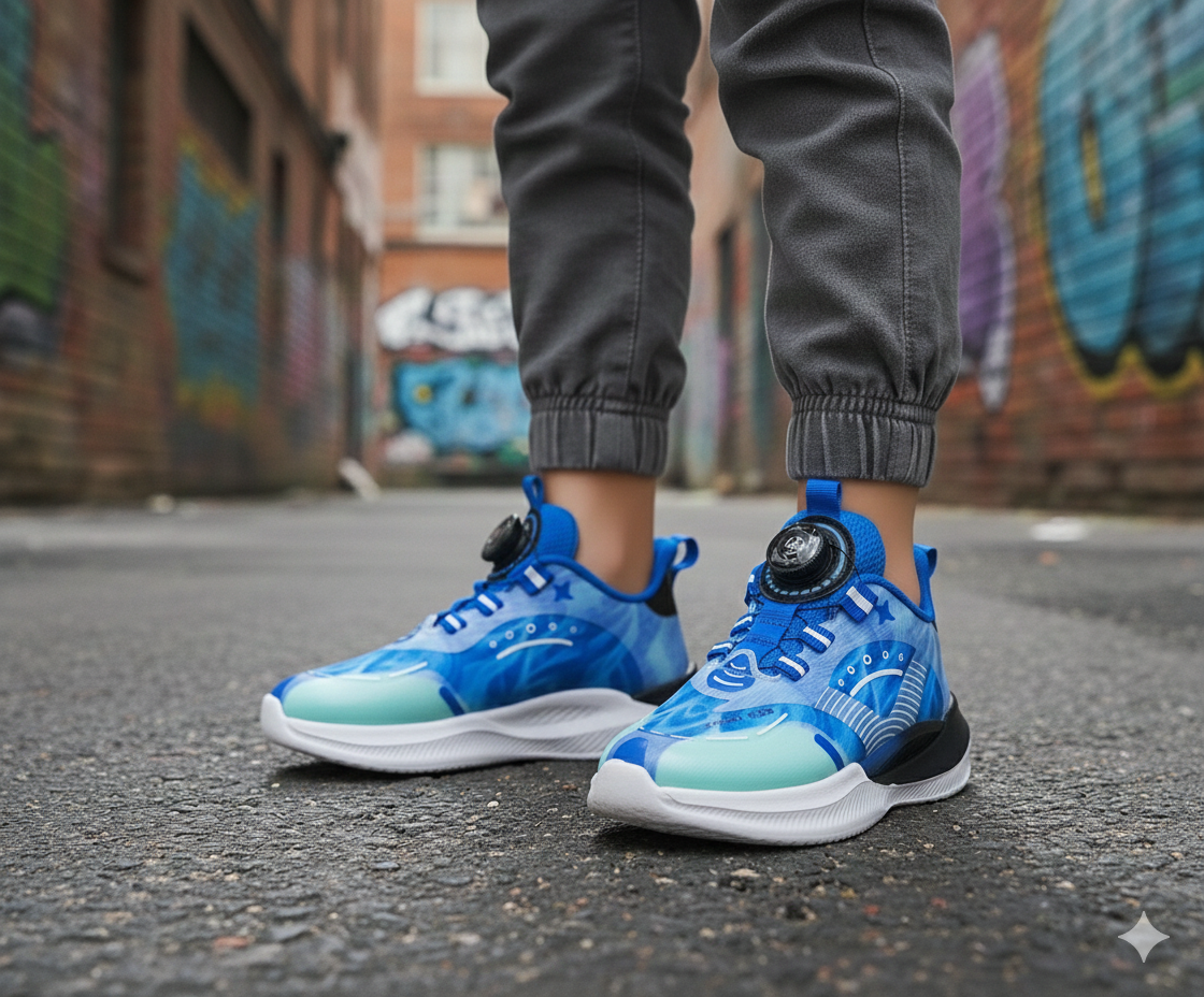 Premium Quality Light-Weight Autolace Sneakers for Kids - W63606 (Blue)