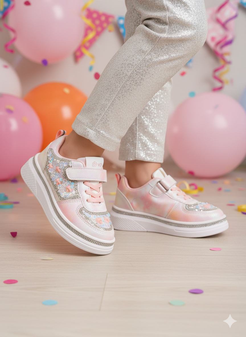 Beautiful Design Fancy Look Sneakers for Kids Girls - 901F