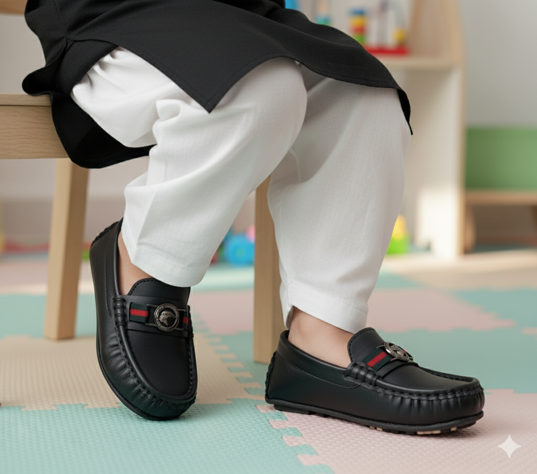 Premium Quality Classical Loafers for Kids - AHS2 (Black)