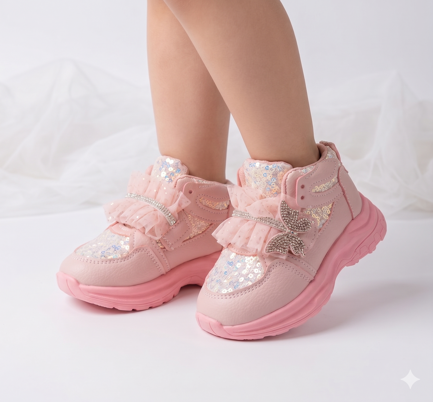 Girl's Fancy Look Sneakers for Kids - ST95 (Pink)