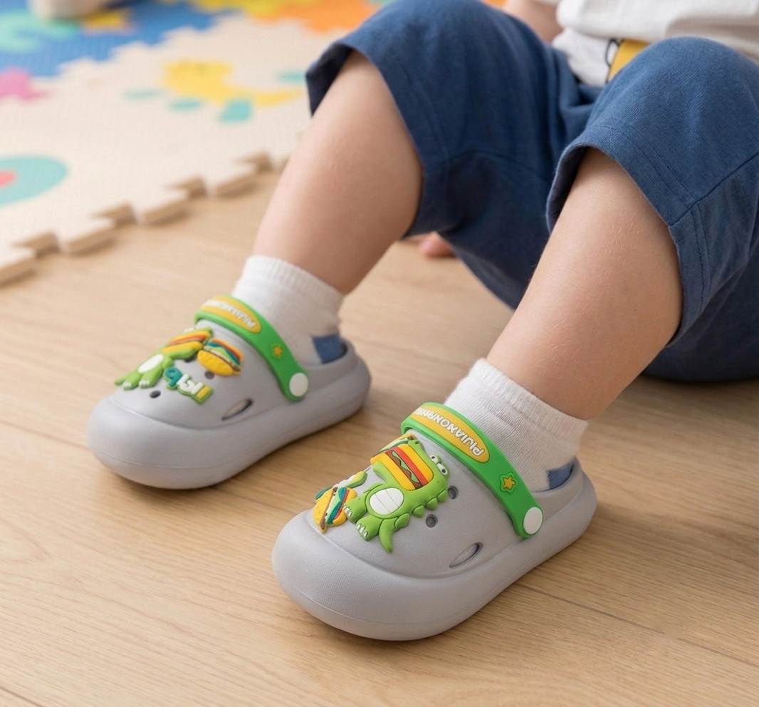 Dino Theme Crocs for Kids - DC (Gray)