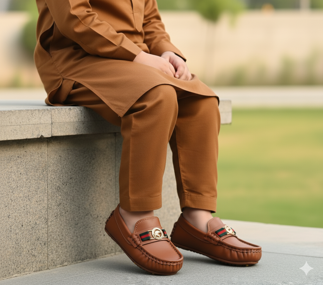 Premium Quality Classical Loafers for Kids - AHS2 (Brown)