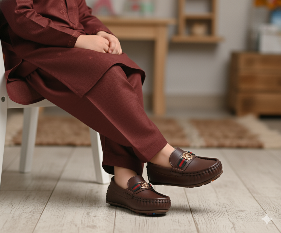 Premium Quality Classical Loafers for Kids - AHS2 (Dark Brown)