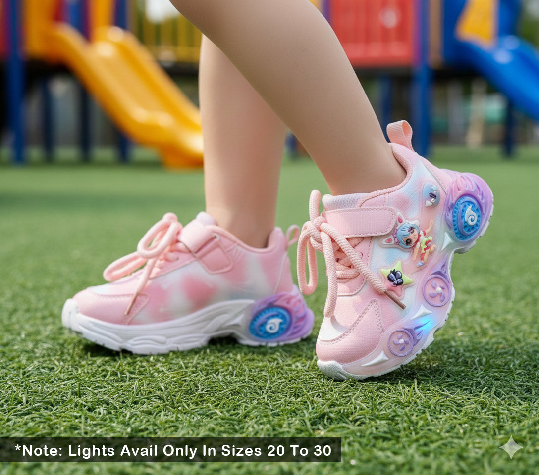 Light in Sole Trendy Look Sneakers for Kids - YB663 (Pink)