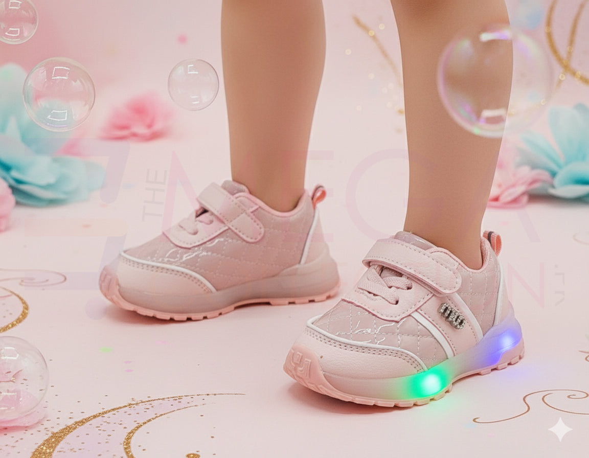 Lights in Sole Soft Trendy Look Sneakers Shoes for Kids - 3350