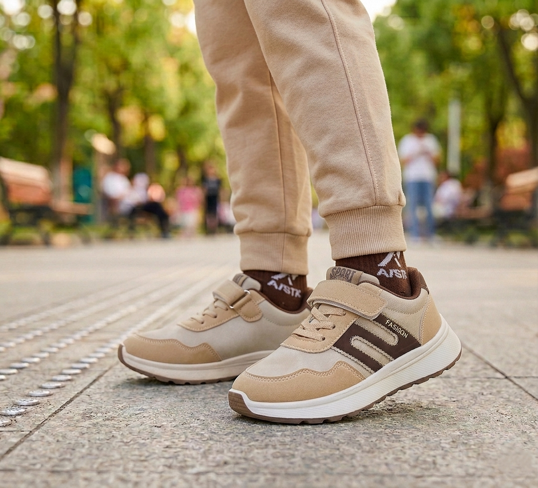 Premium Quality Sneakers For Boys - 811 (Beige)
