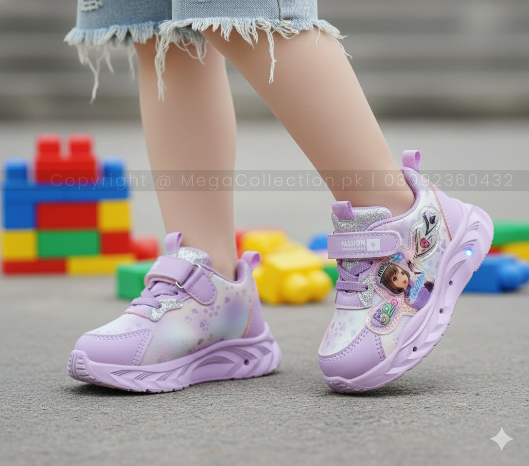 Lights in Sole Cute Girls Design Sneakers for Kids - BM2126