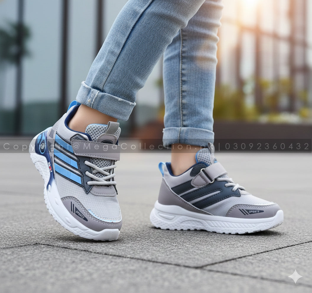 Premium Quality Trendy Look Sneakers for Kids - BFT32 (Gray)