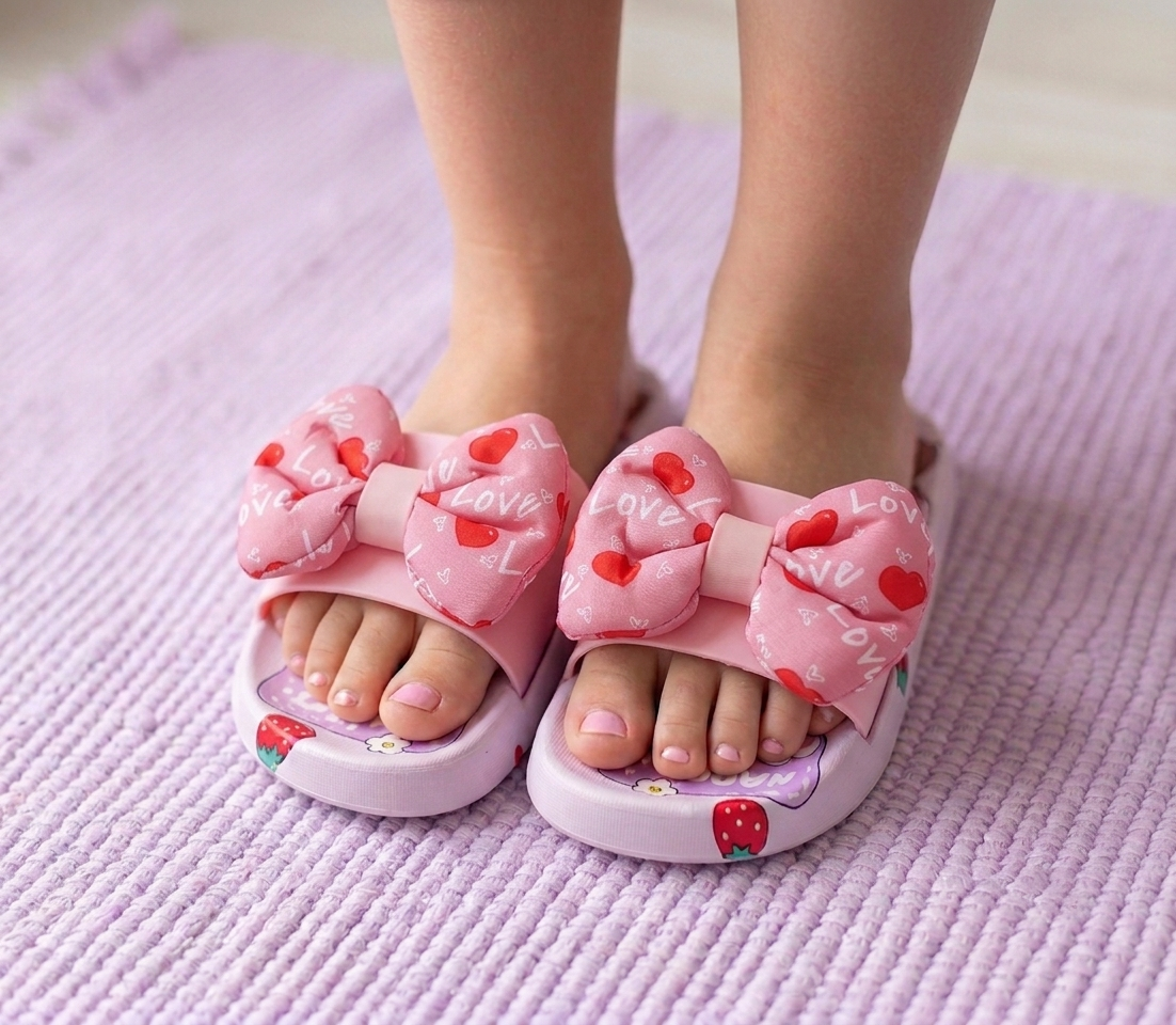 Trendy Looking Bow Slippers for Girls - 22022 (Pink)