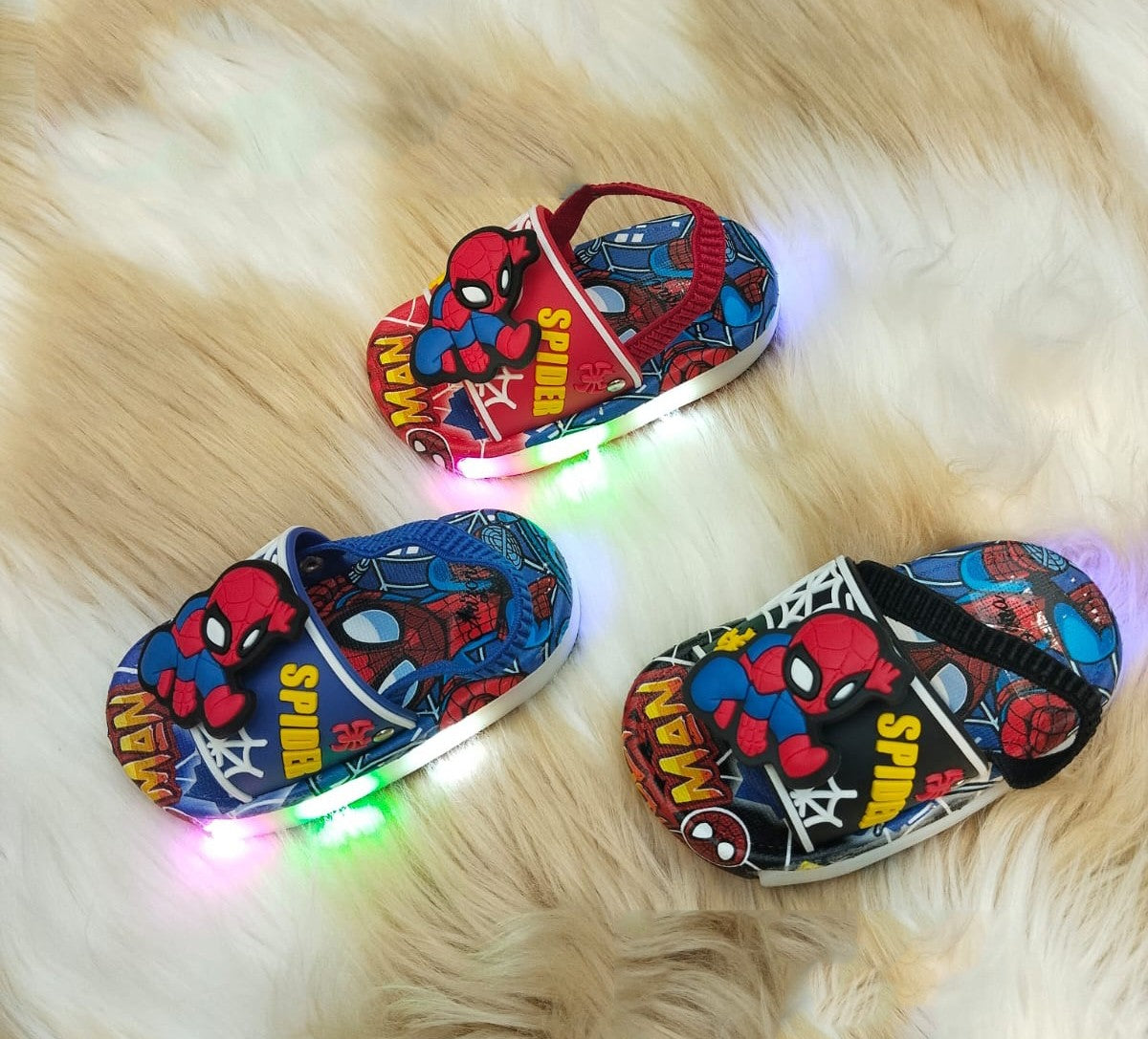 Lights in Sole Spiderman Theme Slippers with Spinner for Kids - 061
