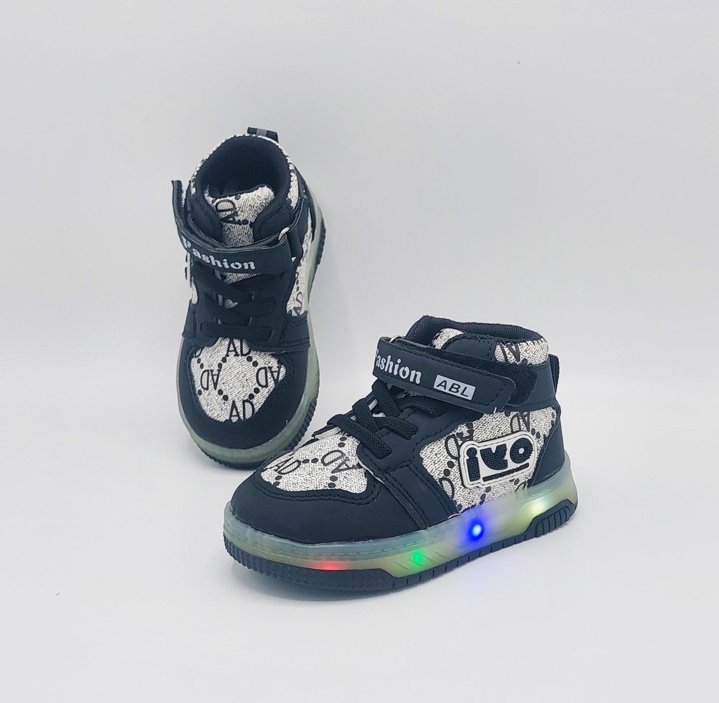 Lights in Sole Trendy Look Shoes Sneakers for Kids - ABL555 (Black)