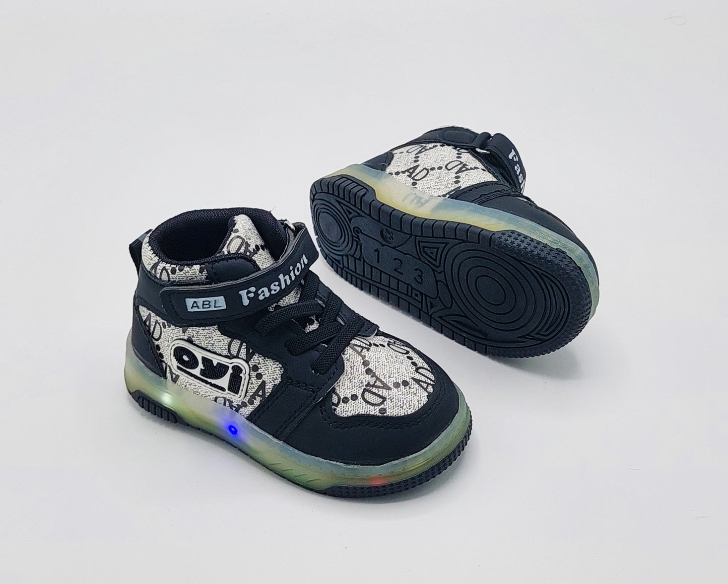 Lights in Sole Trendy Look Shoes Sneakers for Kids - ABL555 (Black)