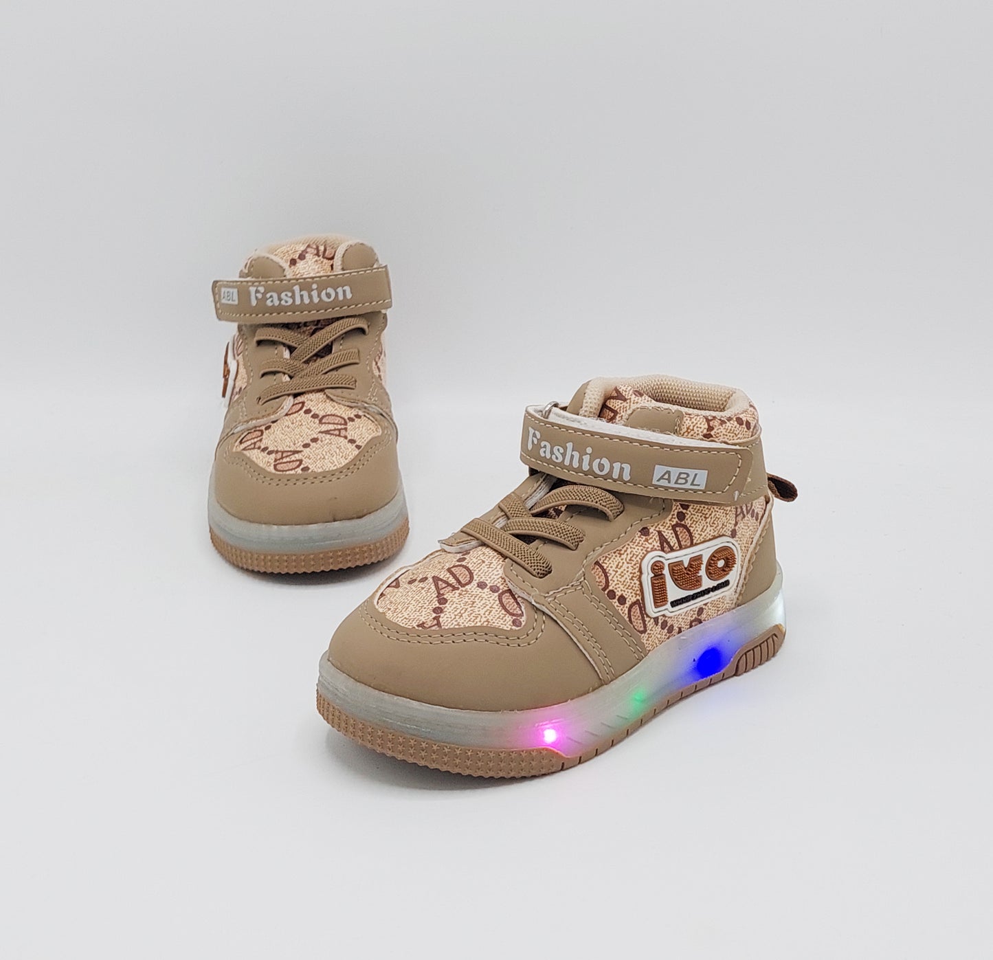 Lights in Sole Trendy Look Shoes Sneakers for Kids - ABL555 (Beige)