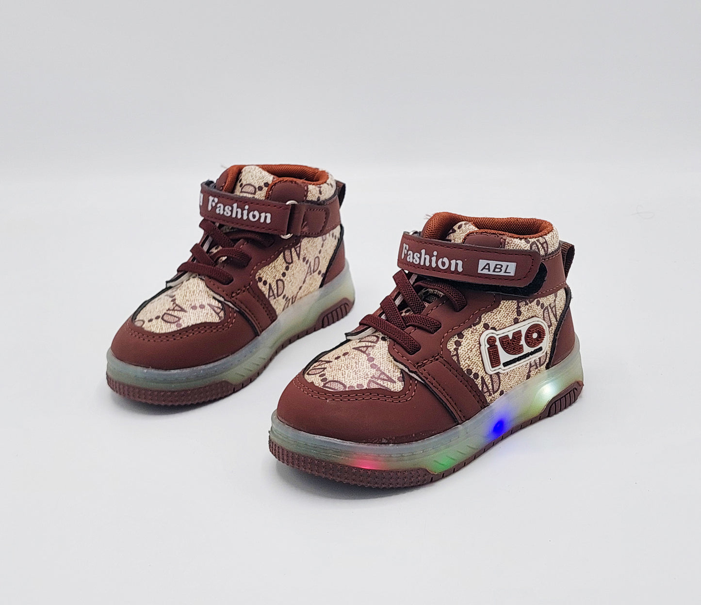 Lights in Sole Trendy Look Shoes Sneakers for Kids - ABL555 (Brown)