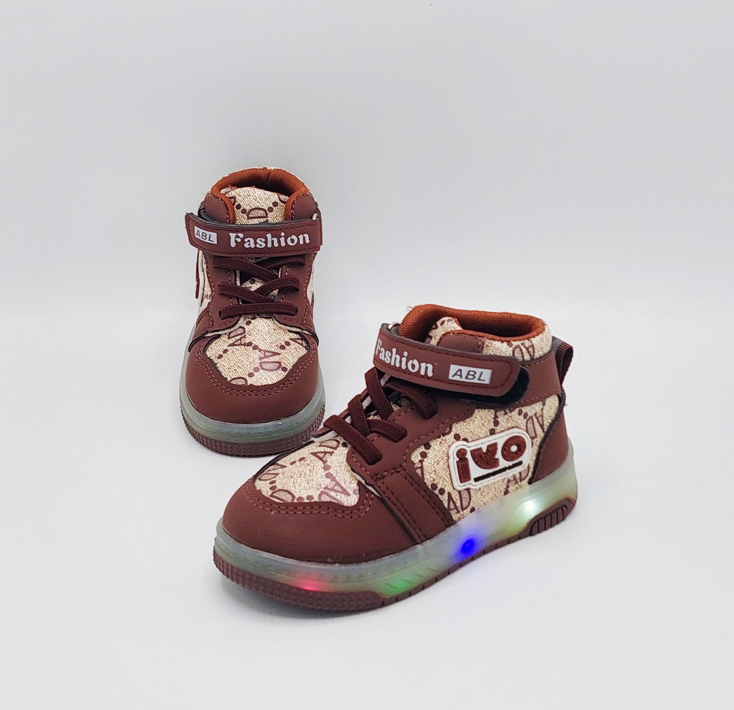 Lights in Sole Trendy Look Shoes Sneakers for Kids - ABL555 (Brown)