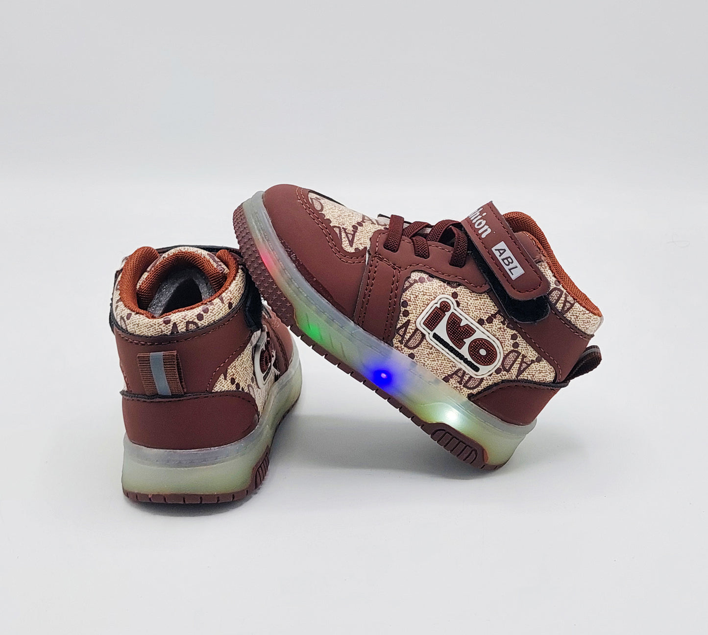 Lights in Sole Trendy Look Shoes Sneakers for Kids - ABL555 (Brown)