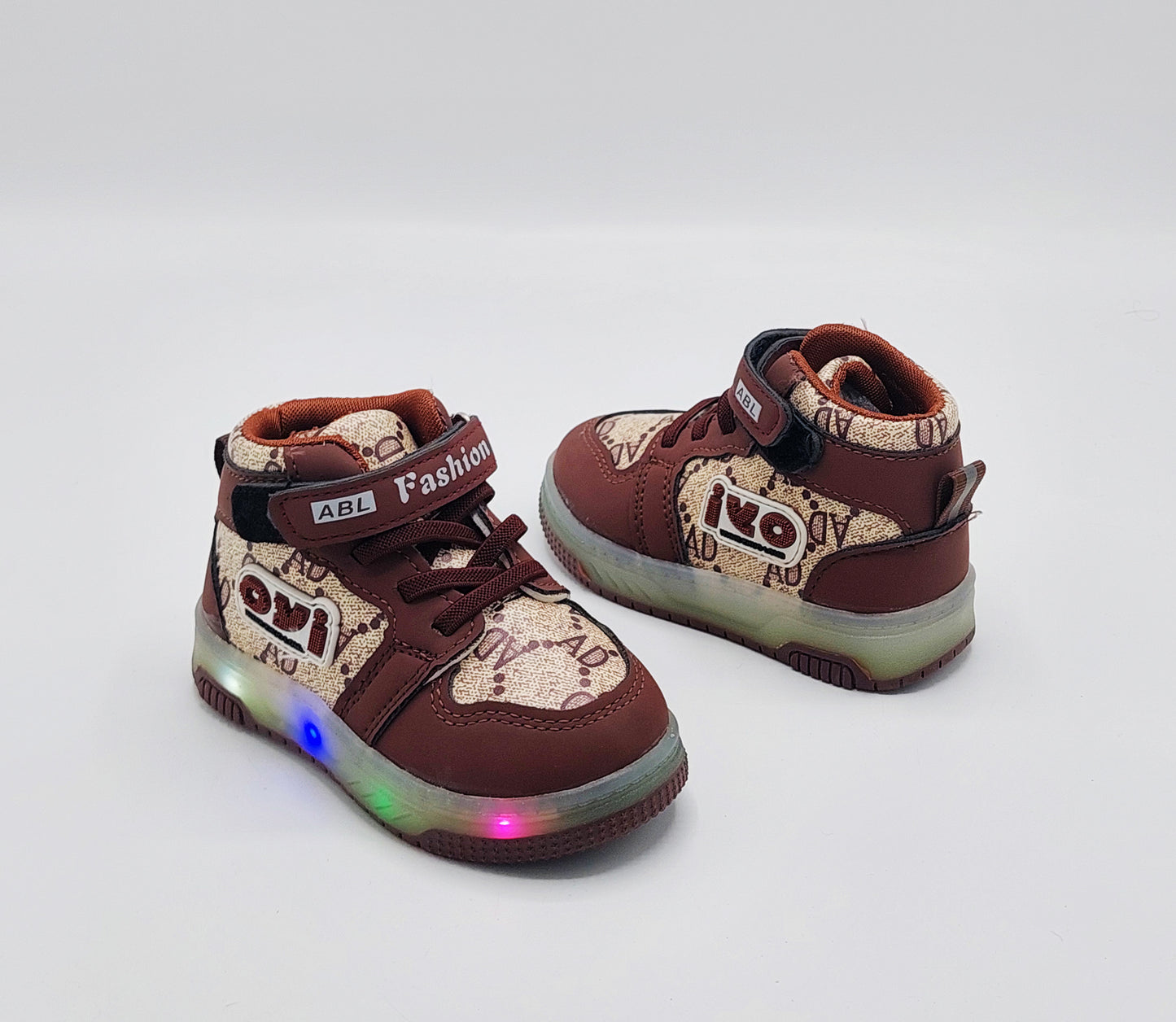 Lights in Sole Trendy Look Shoes Sneakers for Kids - ABL555 (Brown)