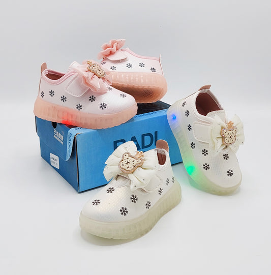 Lights in Sole Beautiful Printed Design Sneakers Shoes for Kids Girls - ABB207