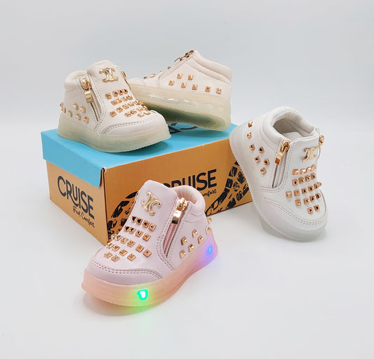 Lights in Sole Beautiful Buds Design Sneakers Shoes for Kids Girls - MLT5