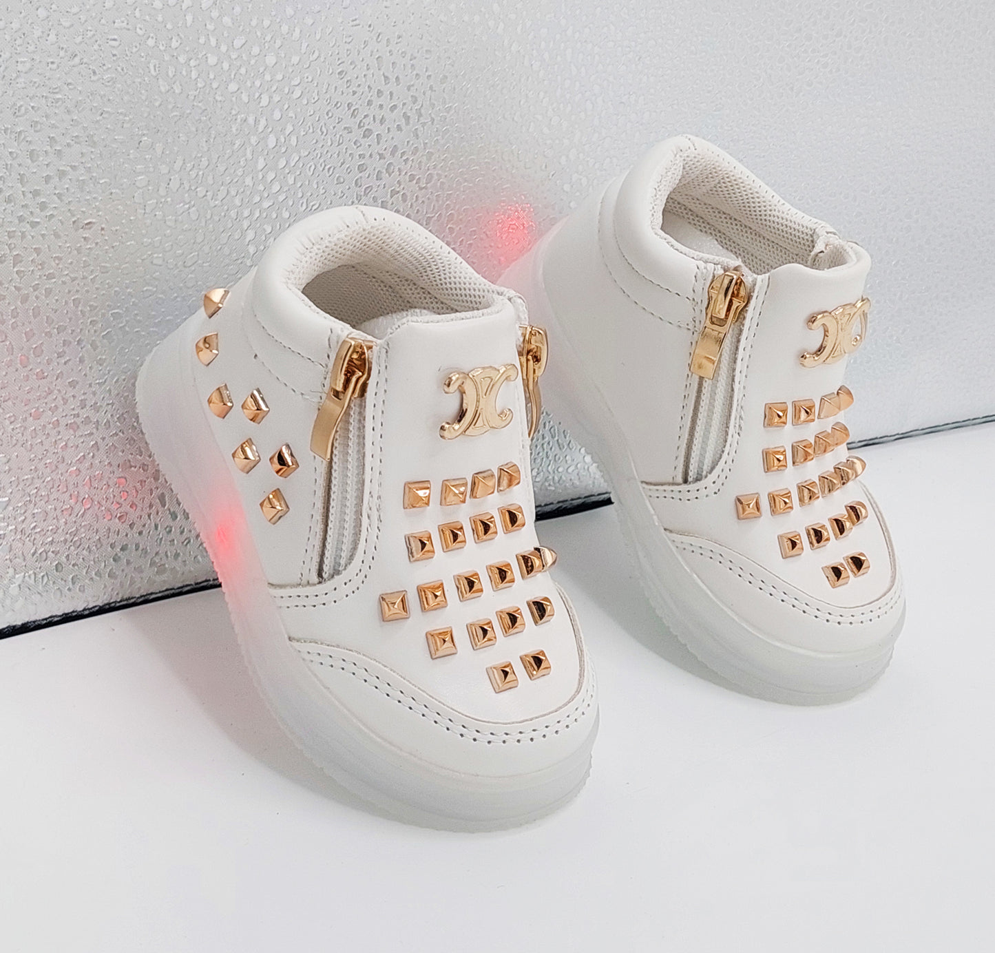 Lights in Sole Beautiful Buds Design Sneakers Shoes for Kids Girls - MLT5