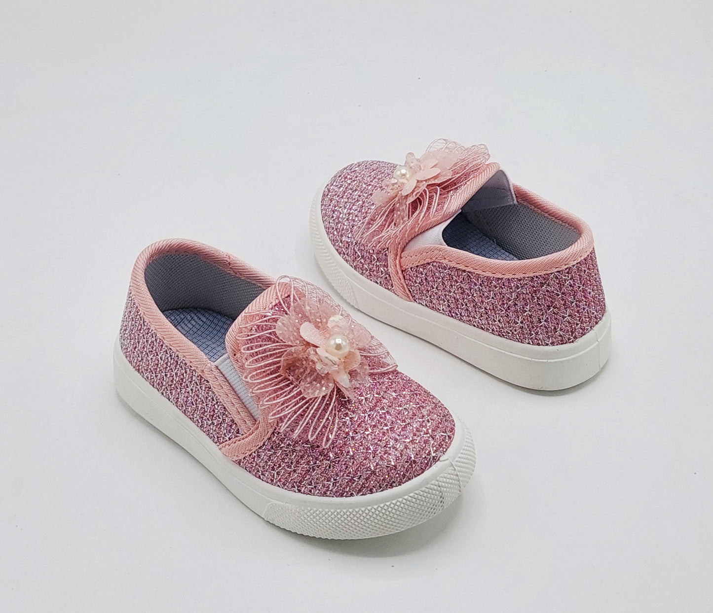 Beautiful Design Fancy Look Canvas Shoes for Kids Girls - 007 (Pink)
