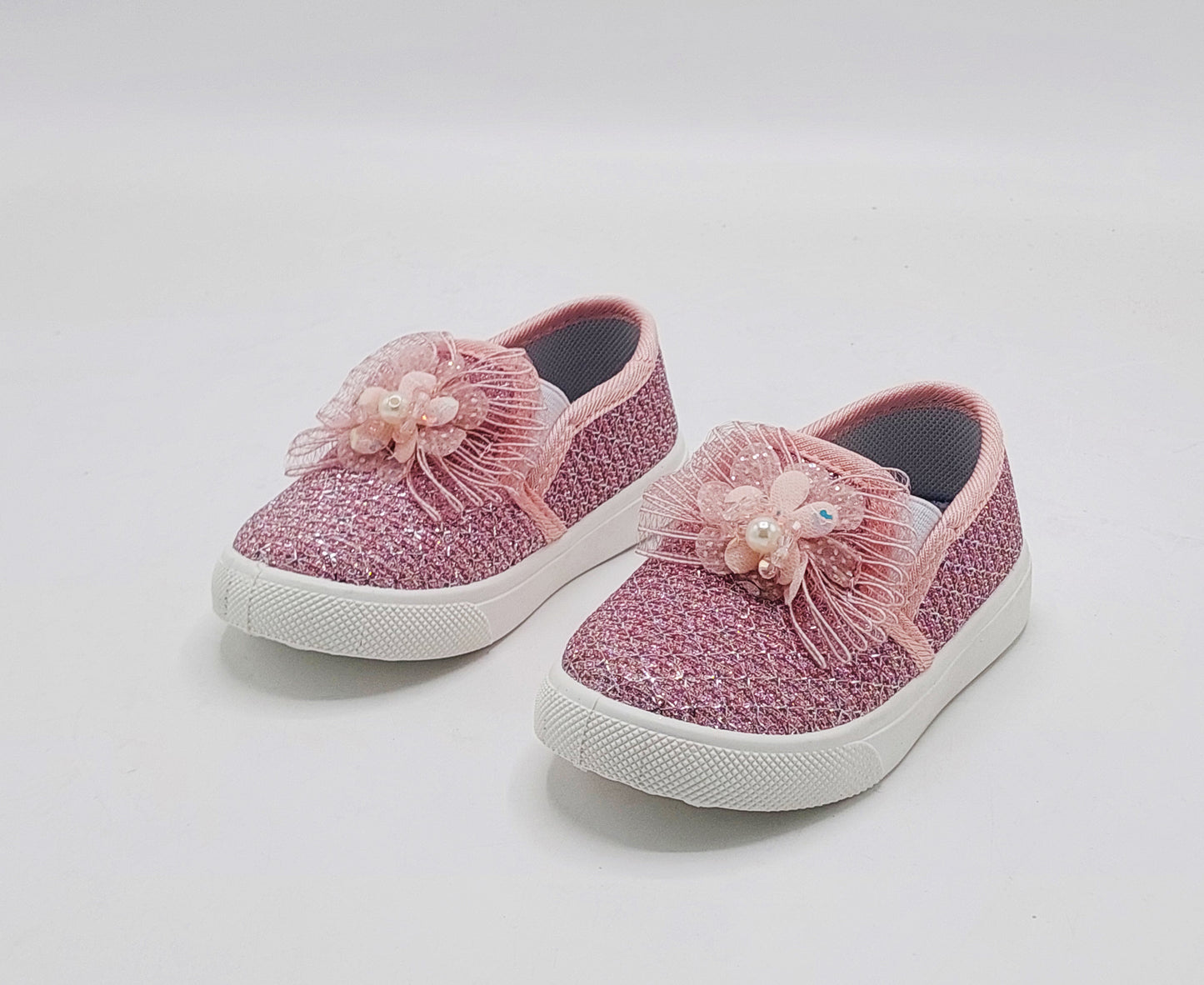 Beautiful Design Fancy Look Canvas Shoes for Kids Girls - 007 (Pink)