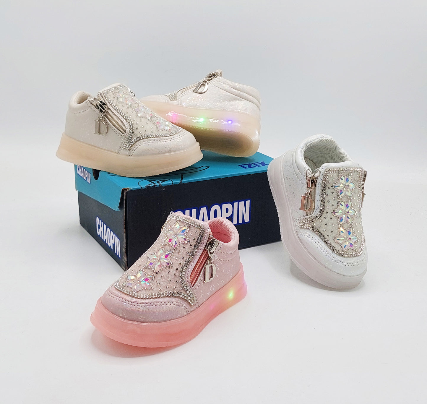 Kids Girls Beautiful Fancy Design Shoes with Lights in Sole - TK01