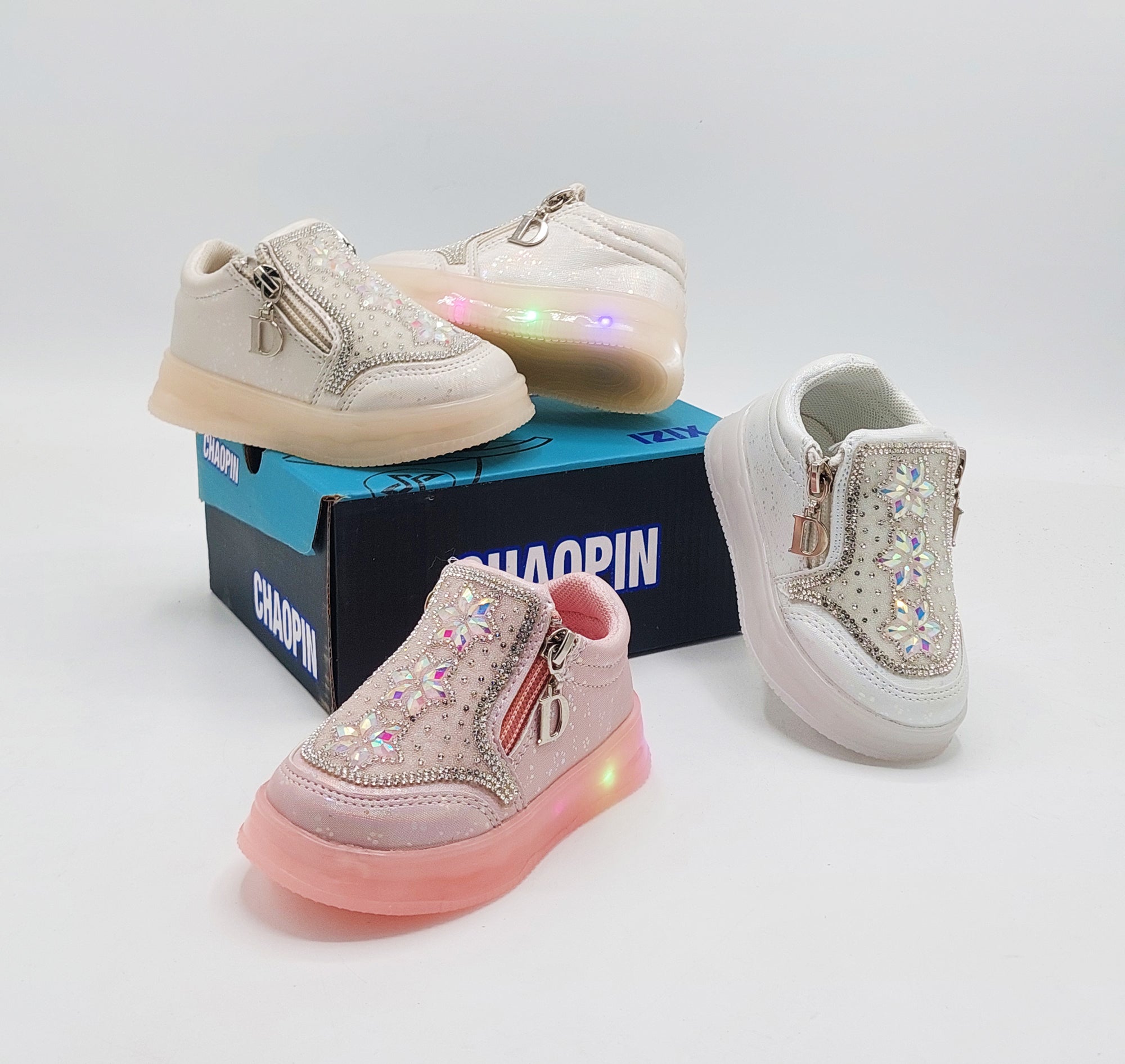 Kids Girls Beautiful Fancy Design Shoes with Lights in Sole - TK01