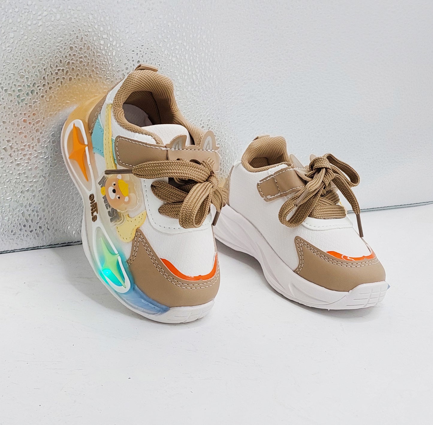 Lights in Sole Soft Sole Cute Design Shoes for Kids - YC102 (Brown)