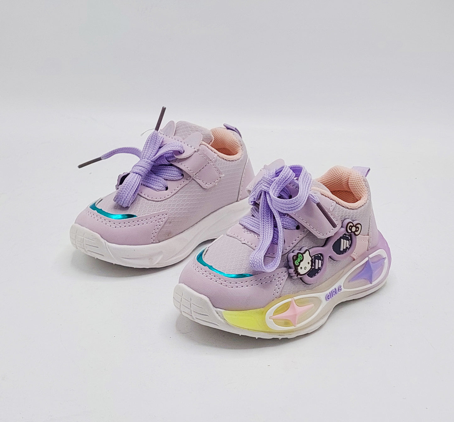Lights in Sole Soft Sole Cute Design Shoes for Kids - YC101 (Light Purple)