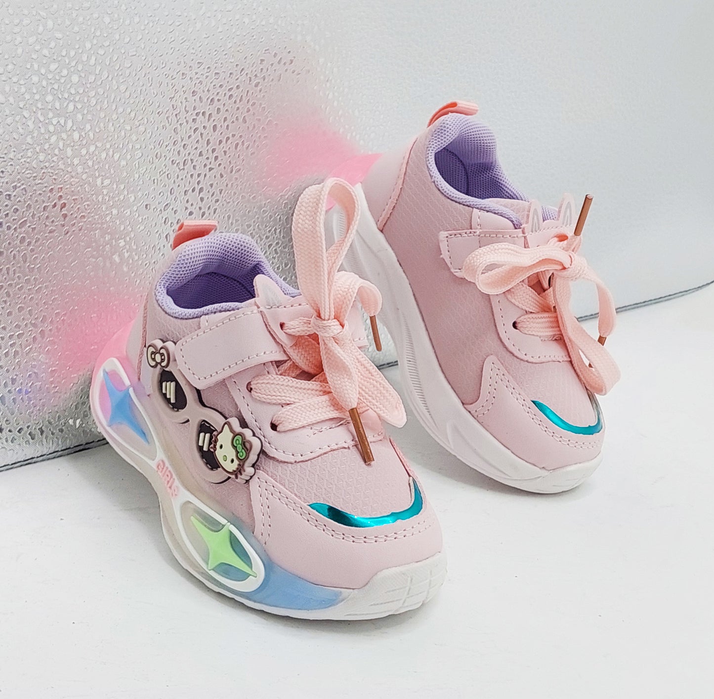 Lights in Sole Soft Sole Cute Design Shoes for Kids - YC101 (Pink)