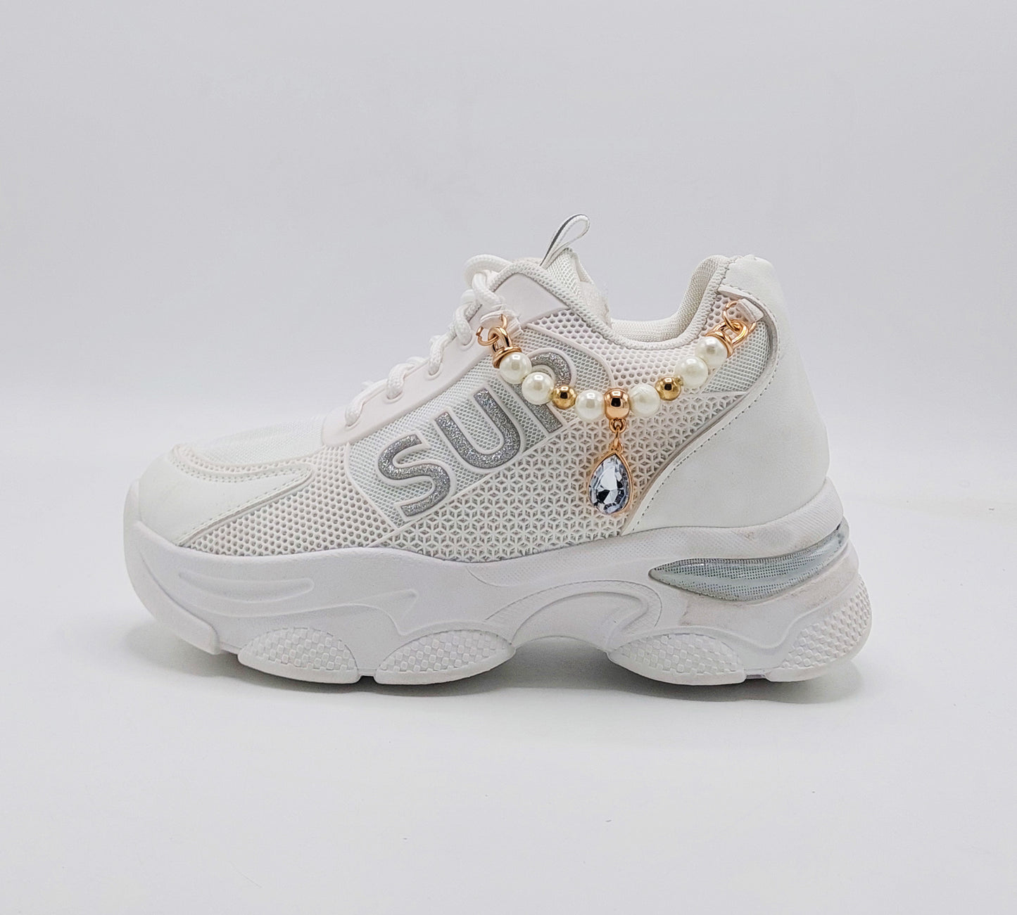 Women's Thick Sole Trendy Look Sneakers - 2025 (White)