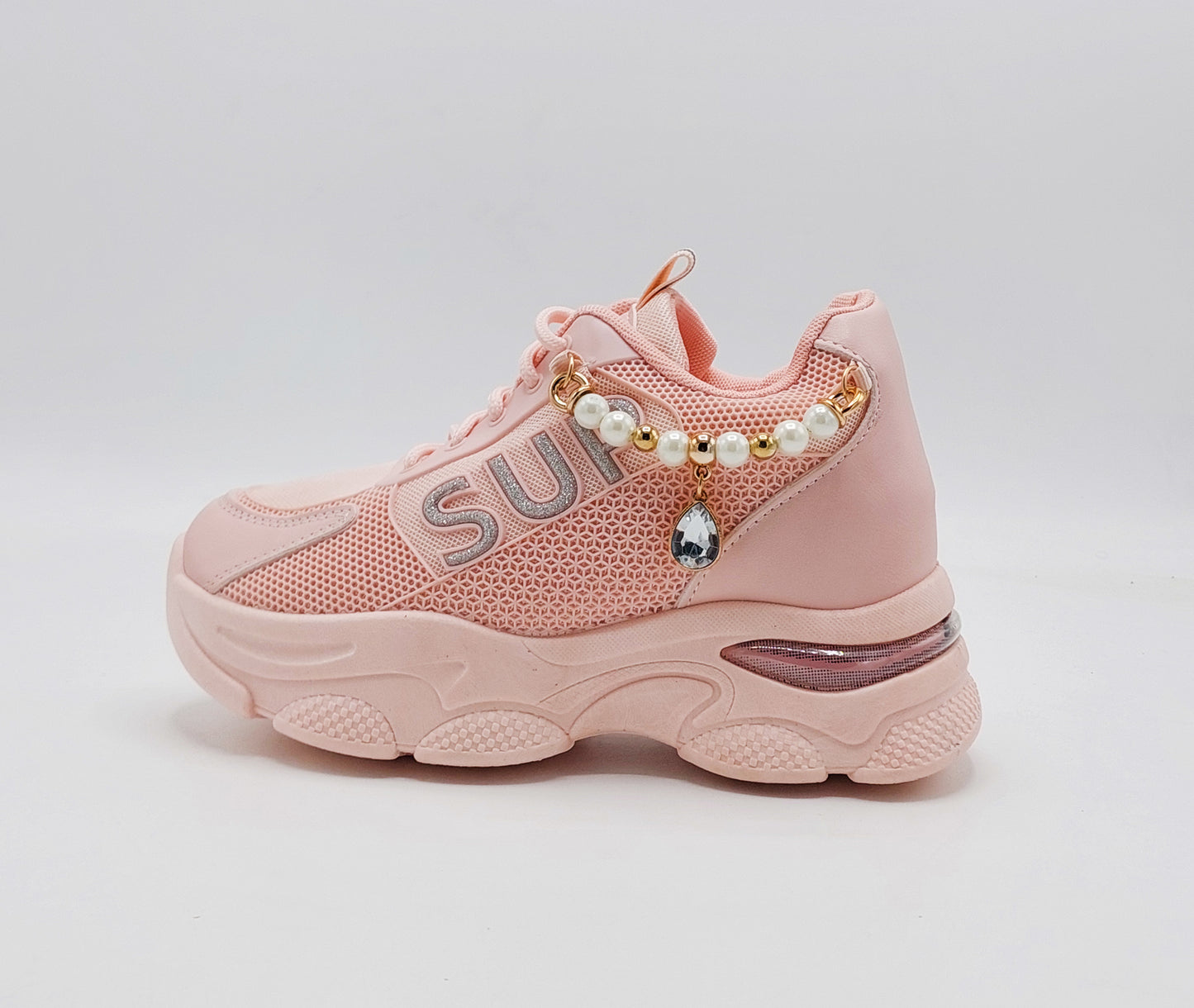 Women's Thick Sole Trendy Look Sneakers - 2025 (Pink)