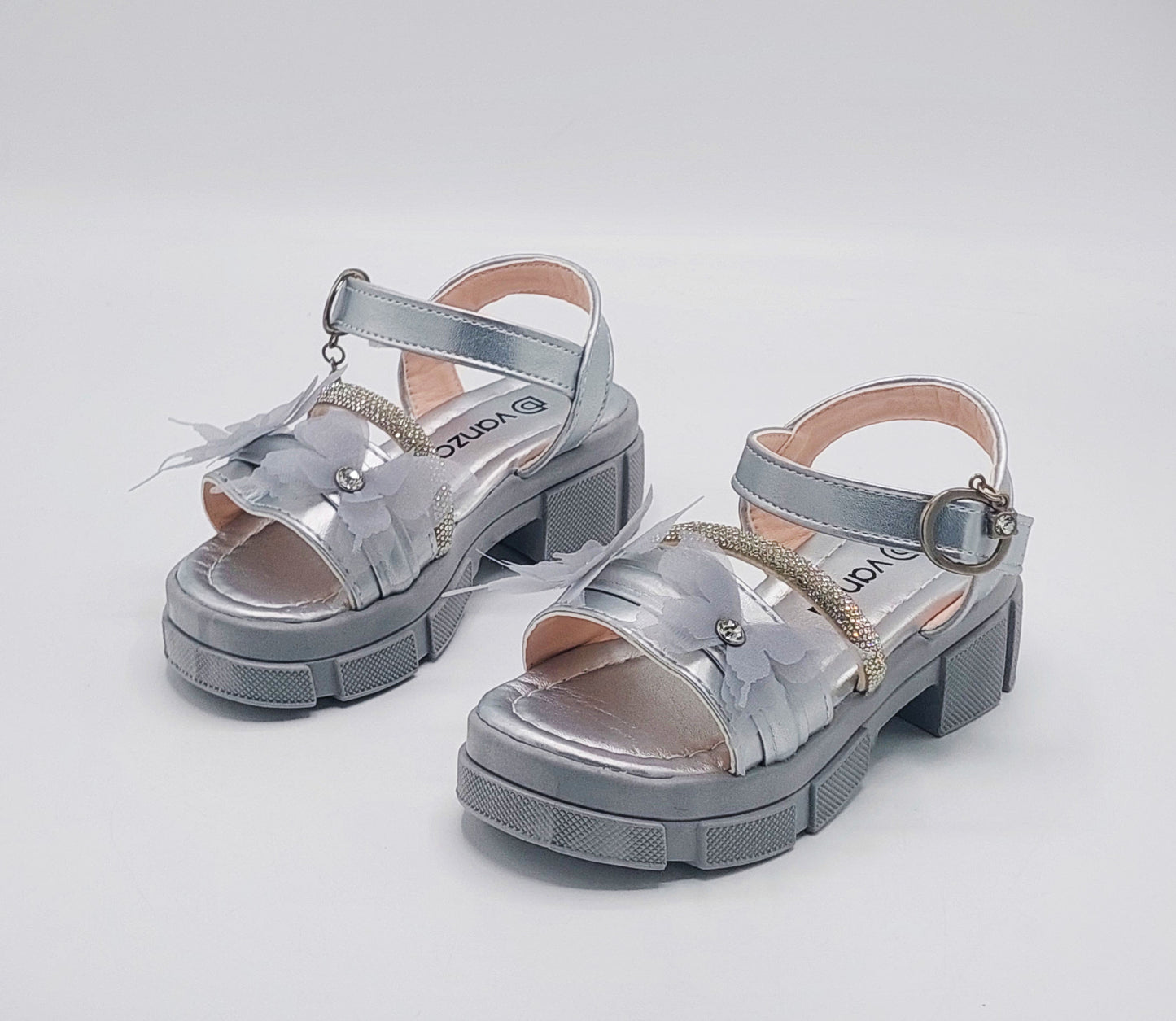 Premium Quality Fancy Sandal's With Heels For Kid's Girl's - 550 (Gray)