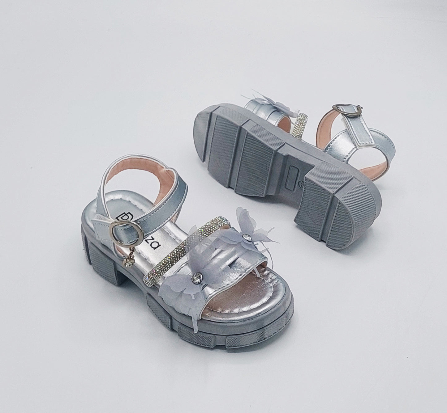 Premium Quality Fancy Sandal's With Heels For Kid's Girl's - 550 (Gray)
