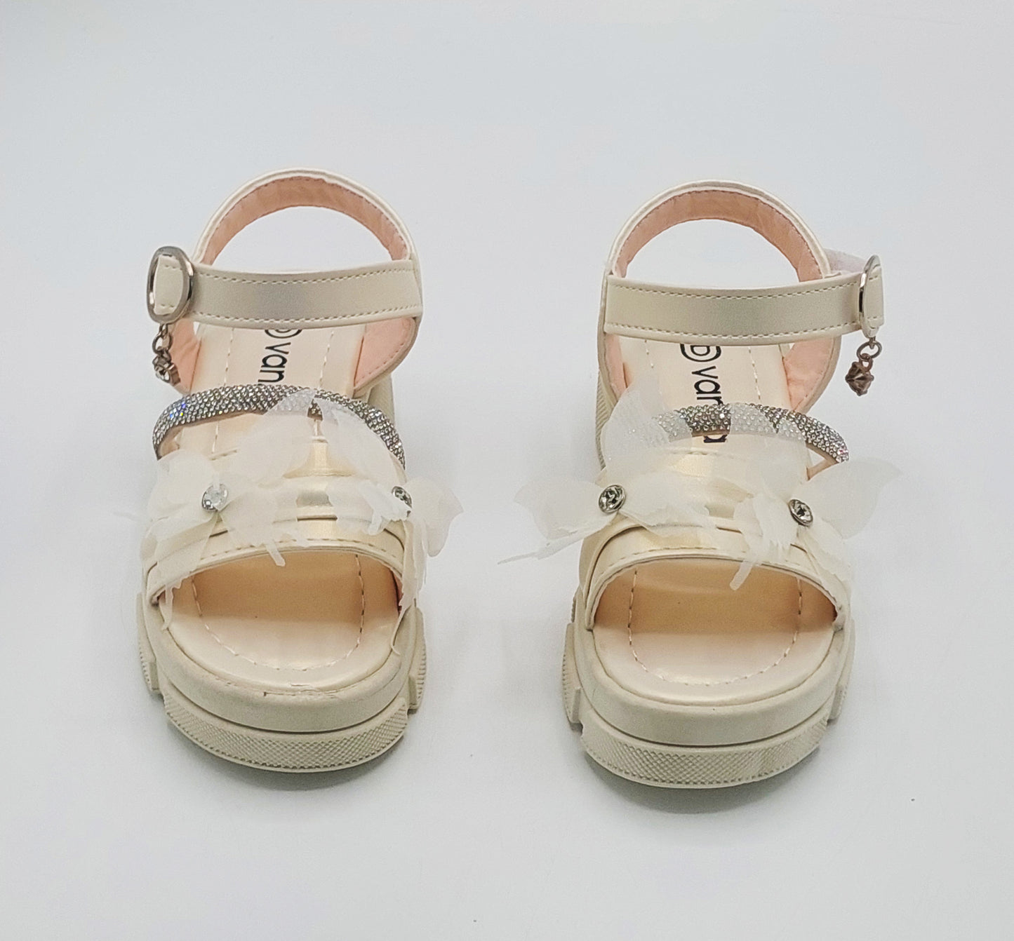 Premium Quality Fancy Sandal's With Heels For Kid's Girl's - 550 (Beige)