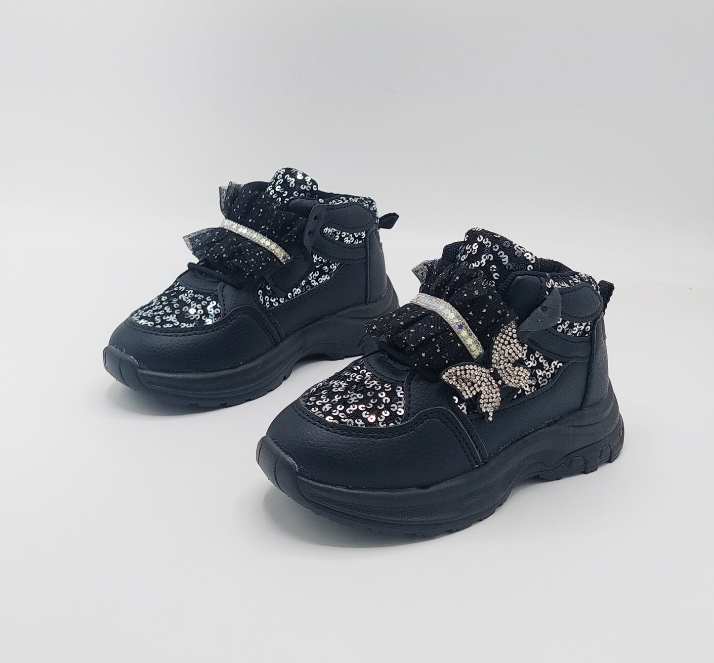 Girl's Fancy Look Sneakers for Kids - ST95 (Black)
