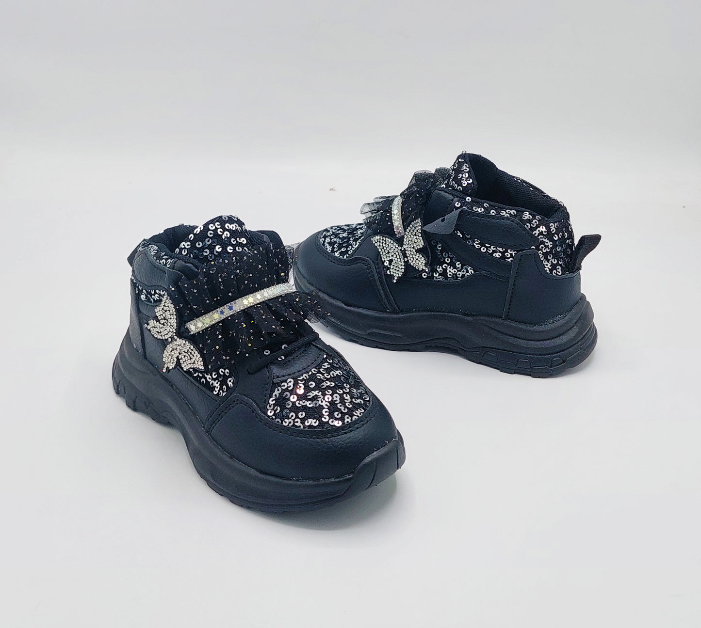 Girl's Fancy Look Sneakers for Kids - ST95 (Black)