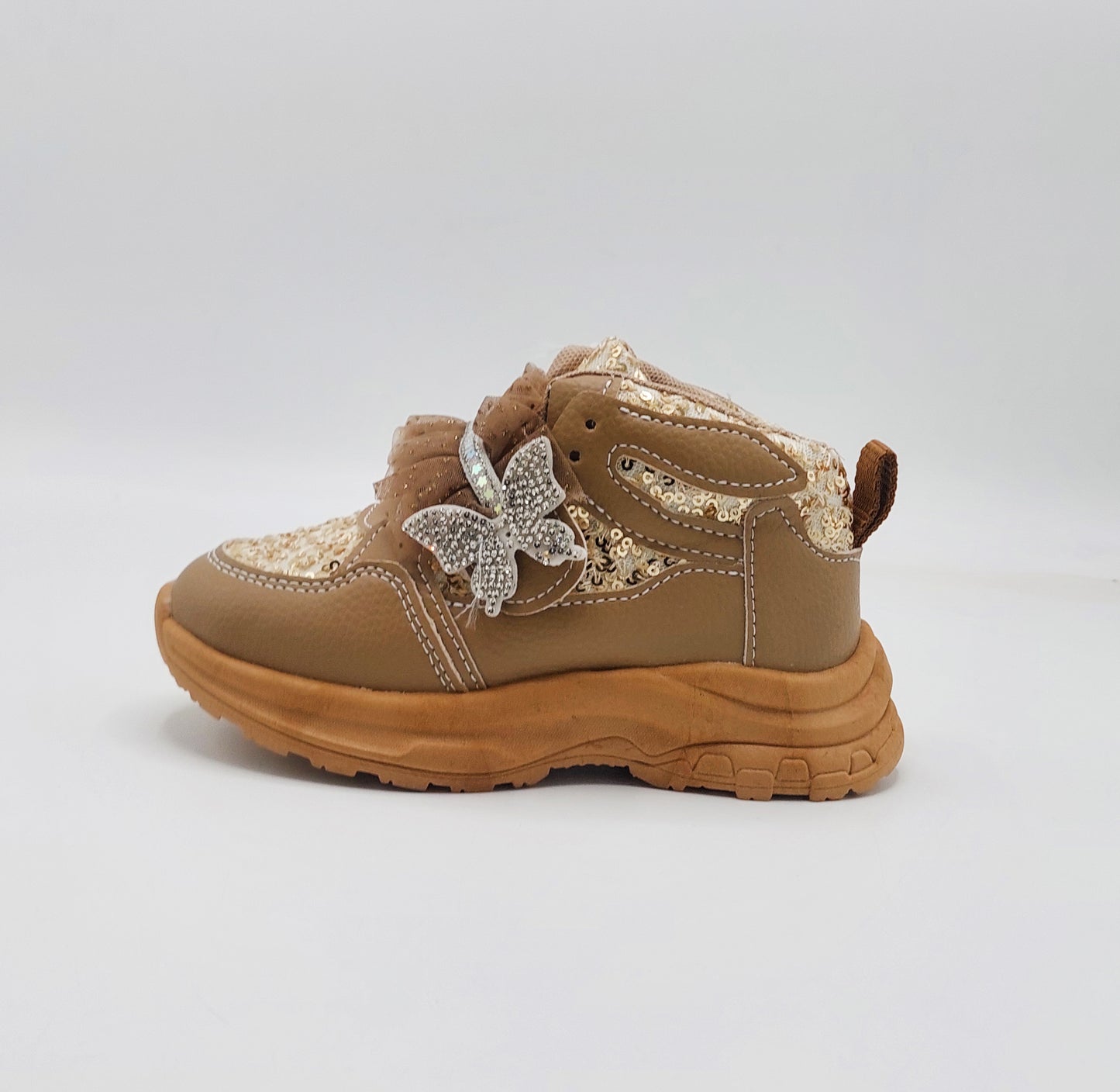 Girl's Fancy Look Sneakers for Kids - ST95 (Khaki)
