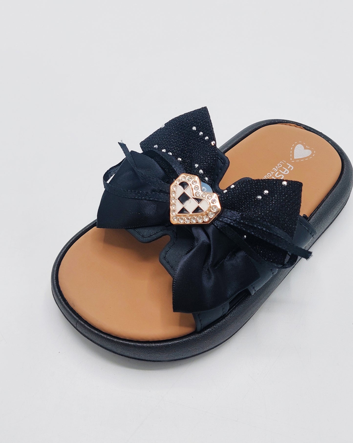 Trendy Looking Bow Slippers With Heart Buckle For Girls - BX12