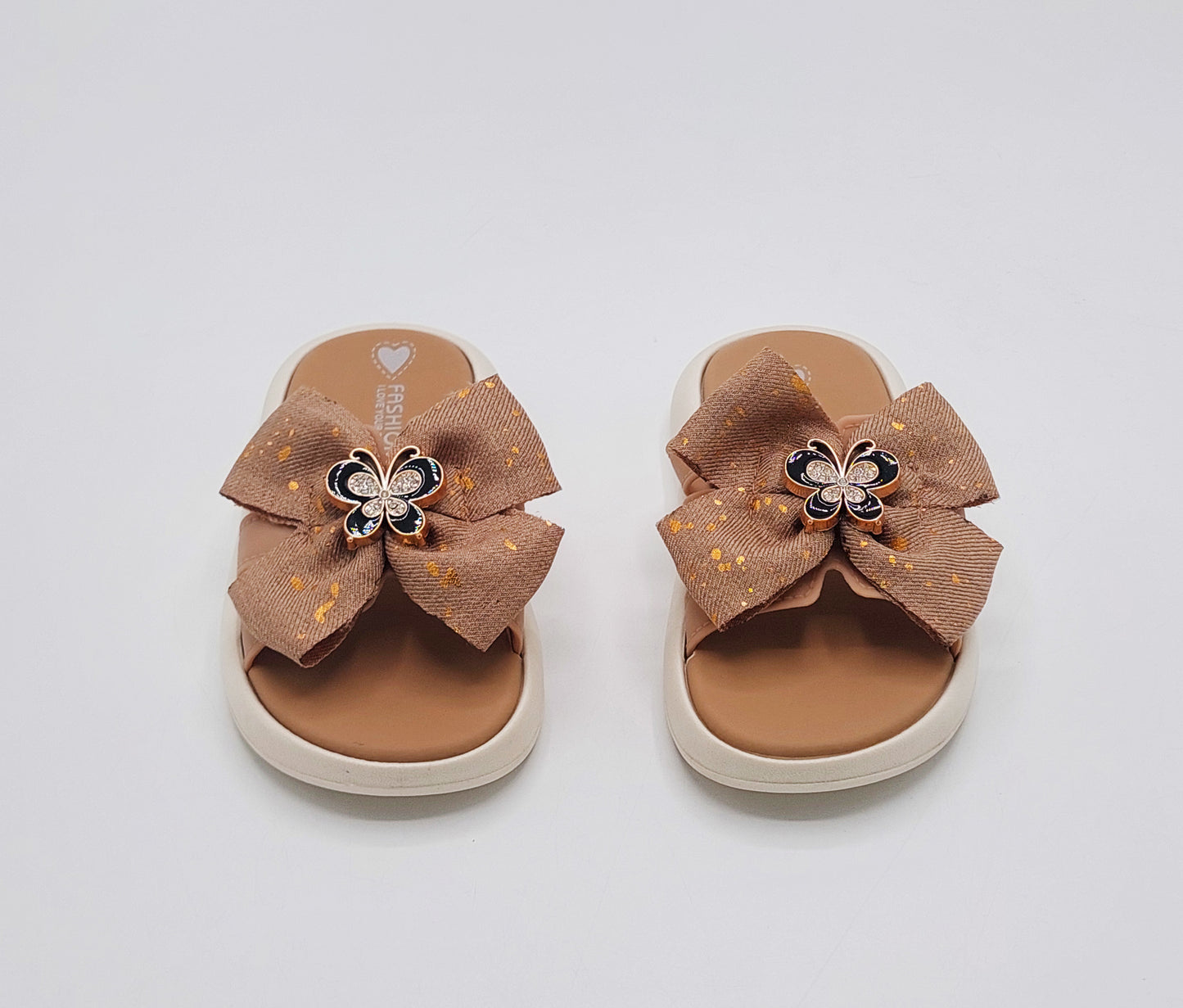 Trendy Looking Bow Slippers With Butterfly Buckle For Girls - BX13