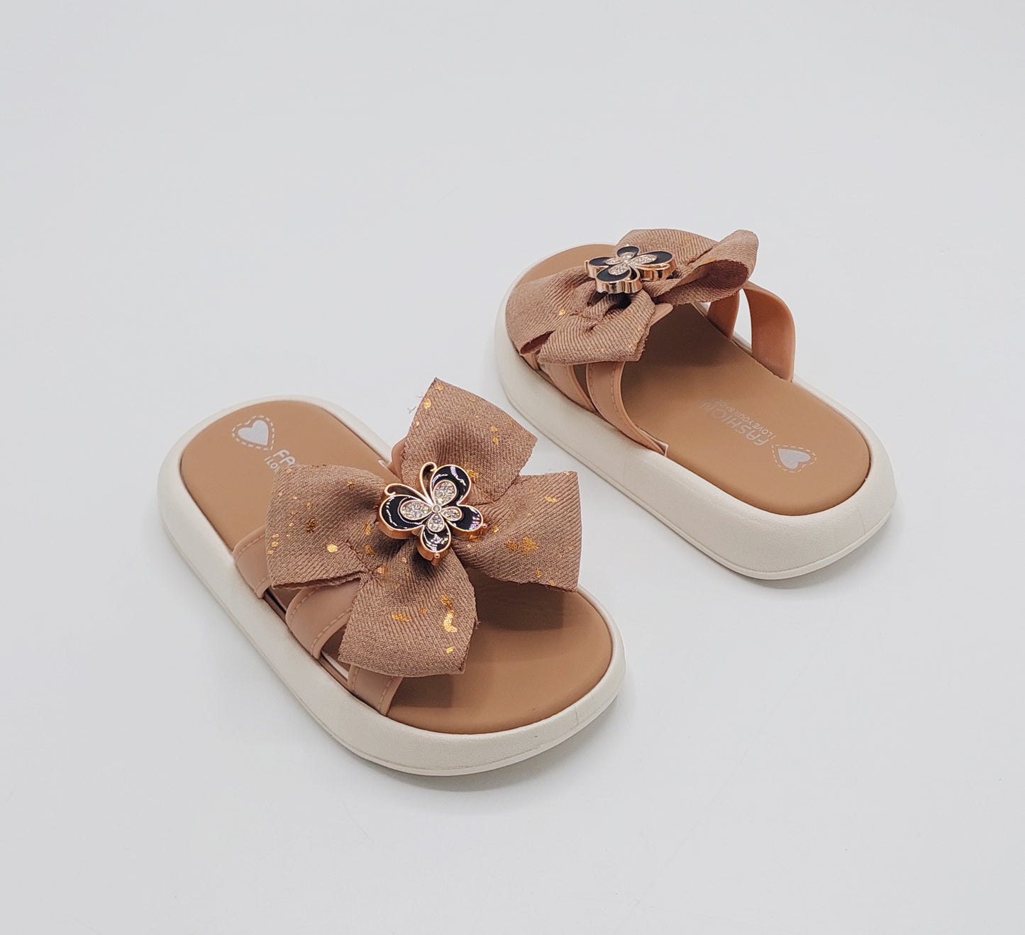 Trendy Looking Bow Slippers With Butterfly Buckle For Girls - BX13