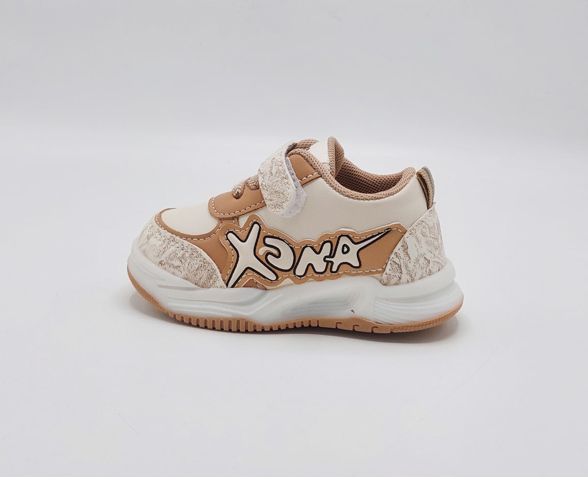Trendy Looking LED Sole Sneakers For Kids - M14 (Beige)