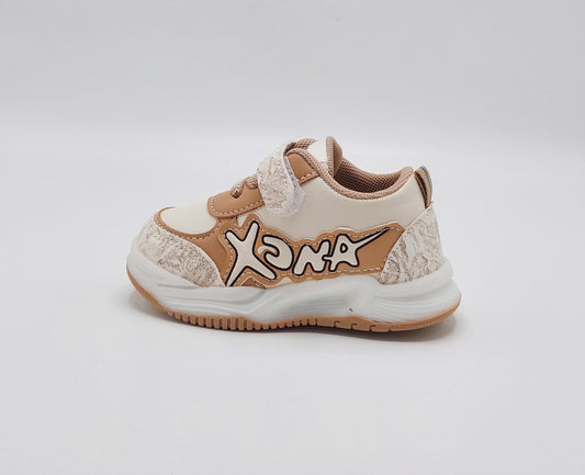 Trendy Looking LED Sole Sneakers For Kids - M14 (Beige)