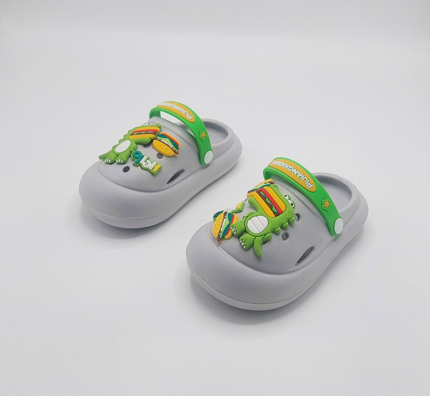 Dino Theme Crocs for Kids - DC (Gray)