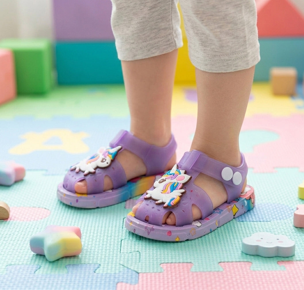 Soft Sole Unicorn Theme Sandals for Kids - 2183 (Purple)