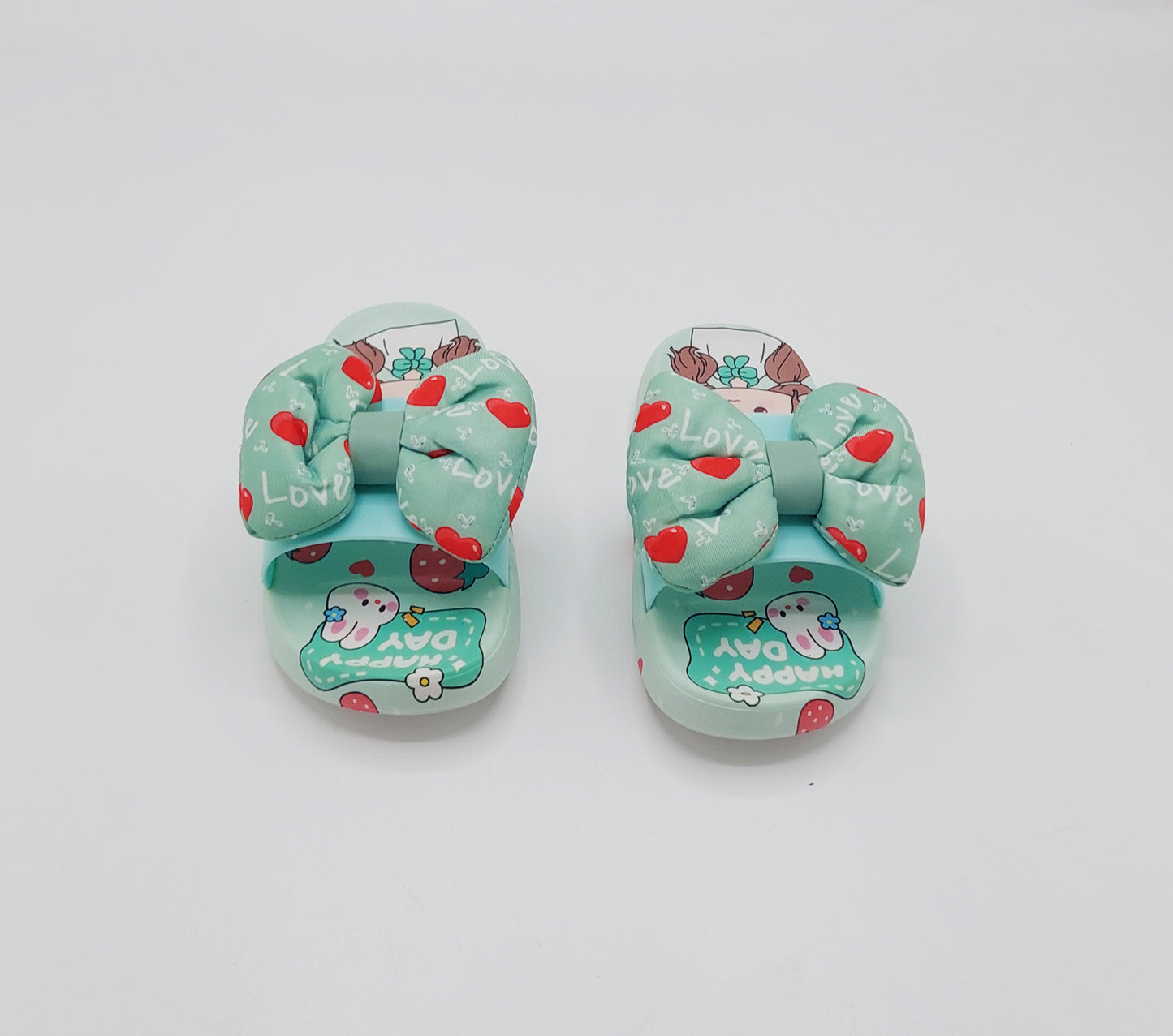 Trendy Looking Bow Slippers for Girls - 22022 (Green)