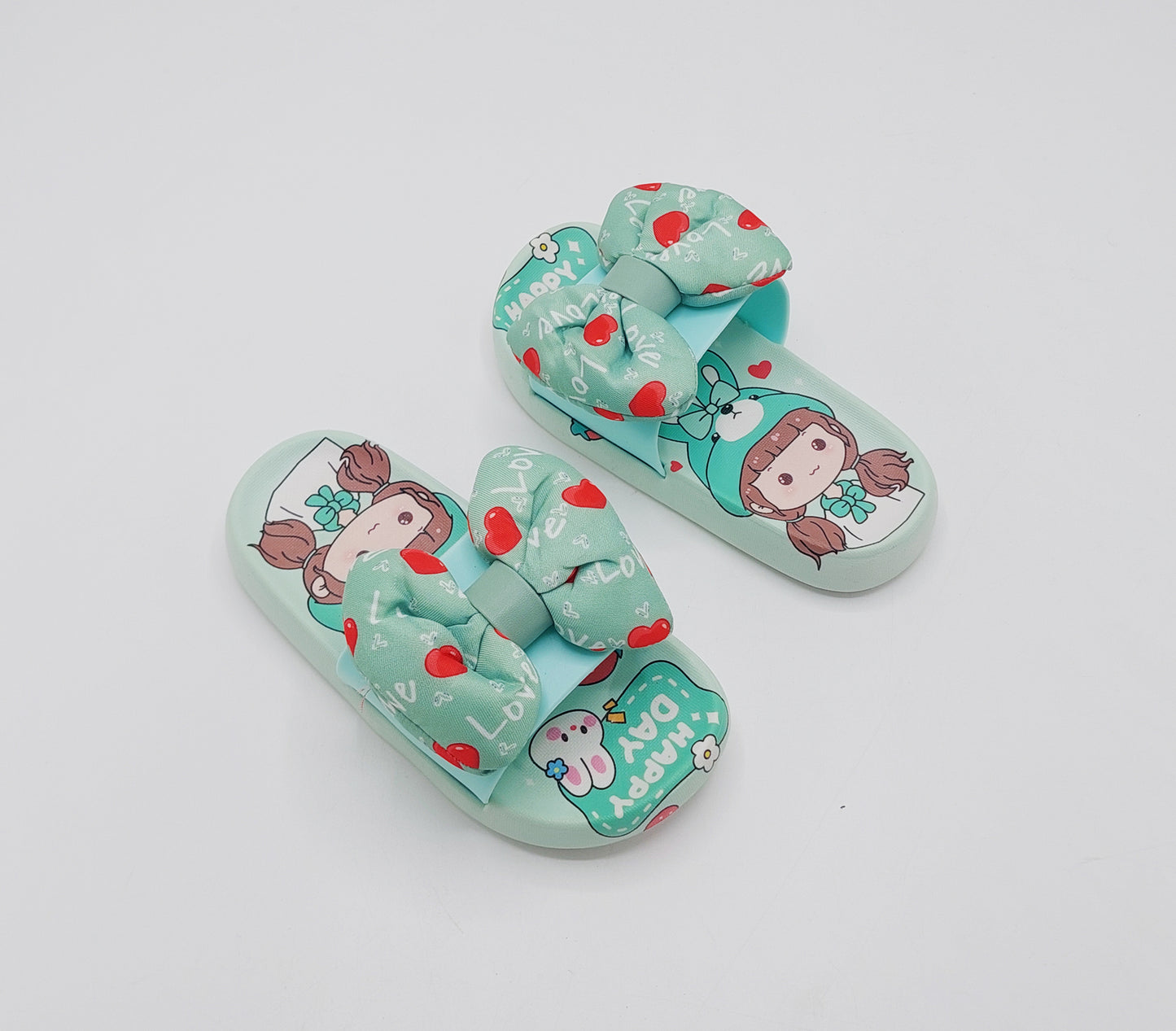 Trendy Looking Bow Slippers for Girls - 22022 (Green)